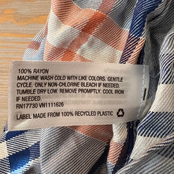 Isabel Maternity Blue Woven Collared Popover Plaid Shirt - Size XS - NWT - Picture 5 of 7